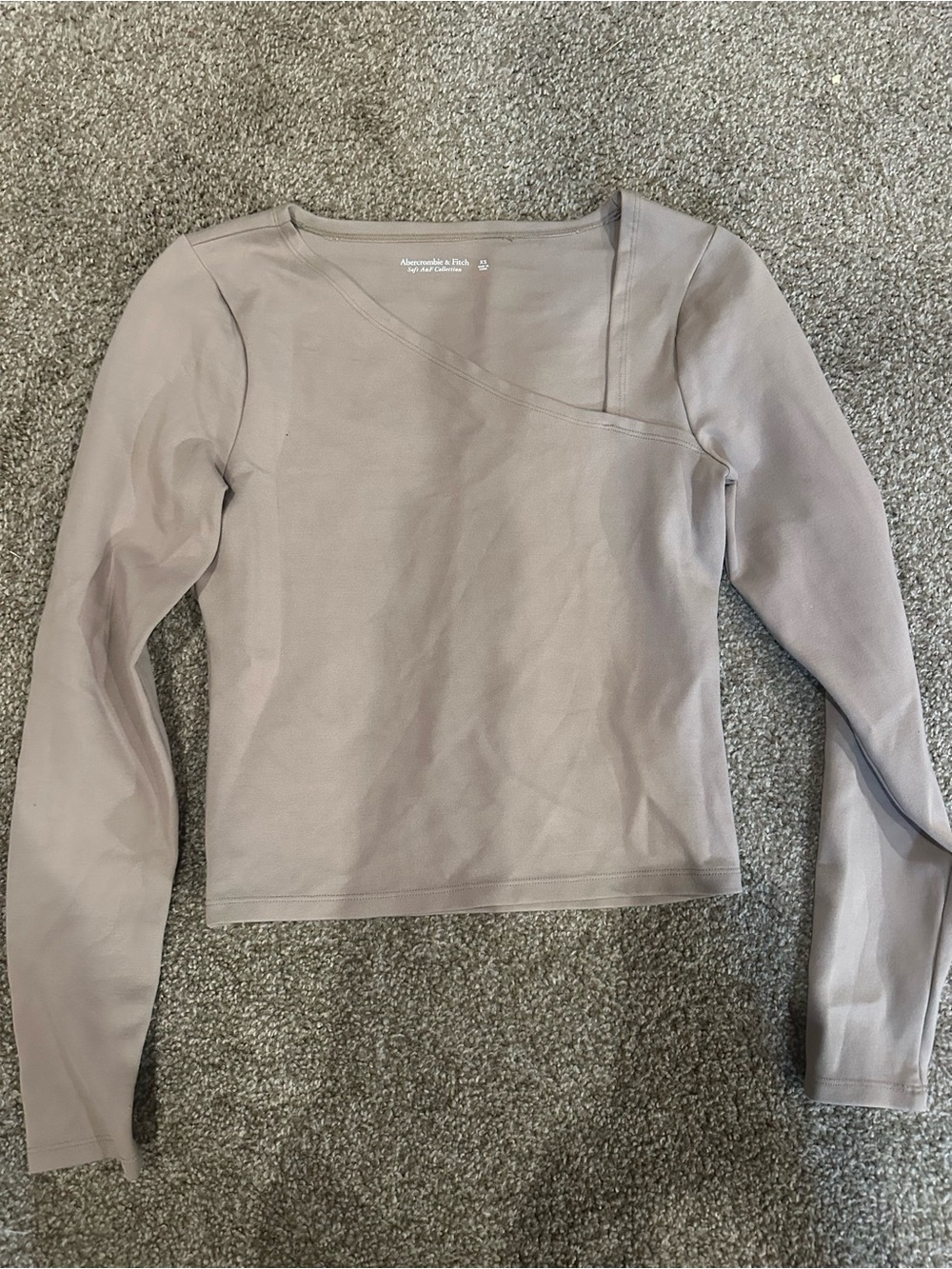 Abercrombie & Fitch Taupe Asymmetric Long-Sleeve Top